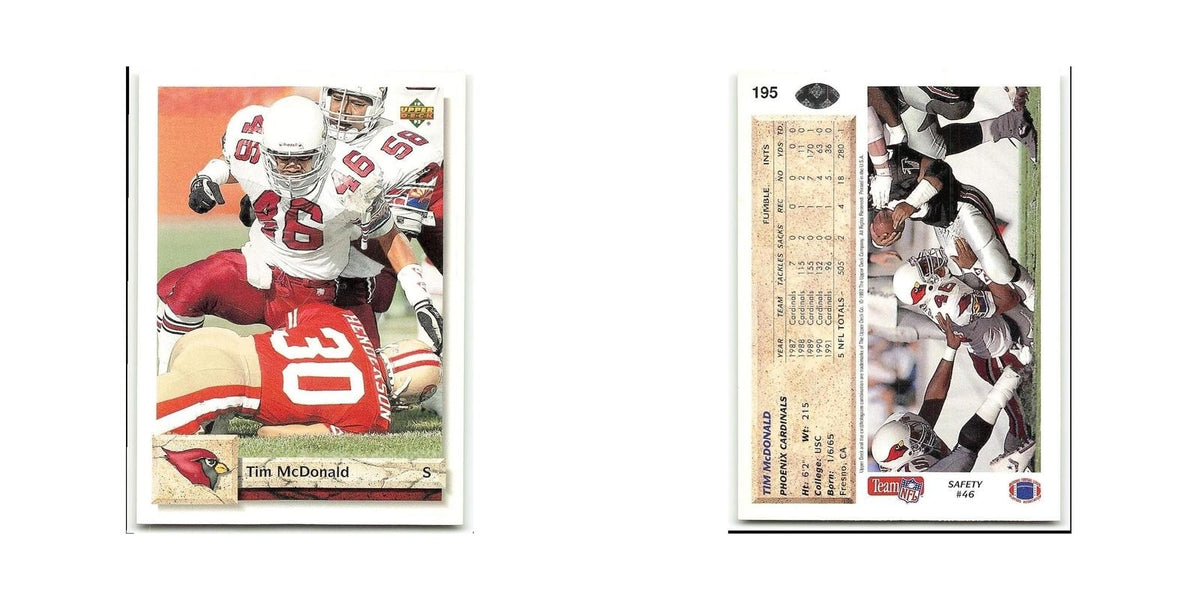 Tim McDonald 1992 Upper Deck #195 Phoenix Cardinals Football Card NM