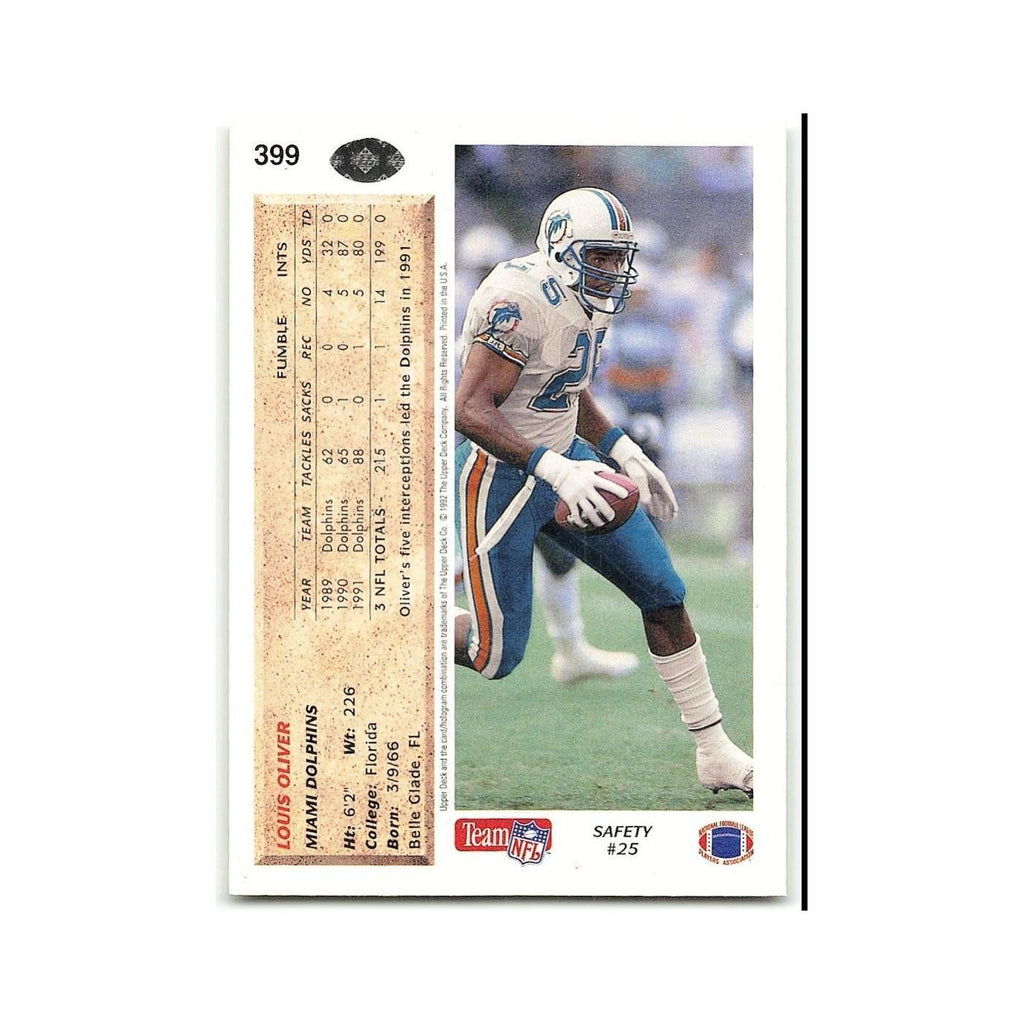 Louis Oliver 1992 Upper Deck #399 Miami Dolphins Football Card NM