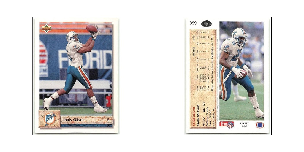 Louis Oliver 1992 Upper Deck #399 Miami Dolphins Football Card NM