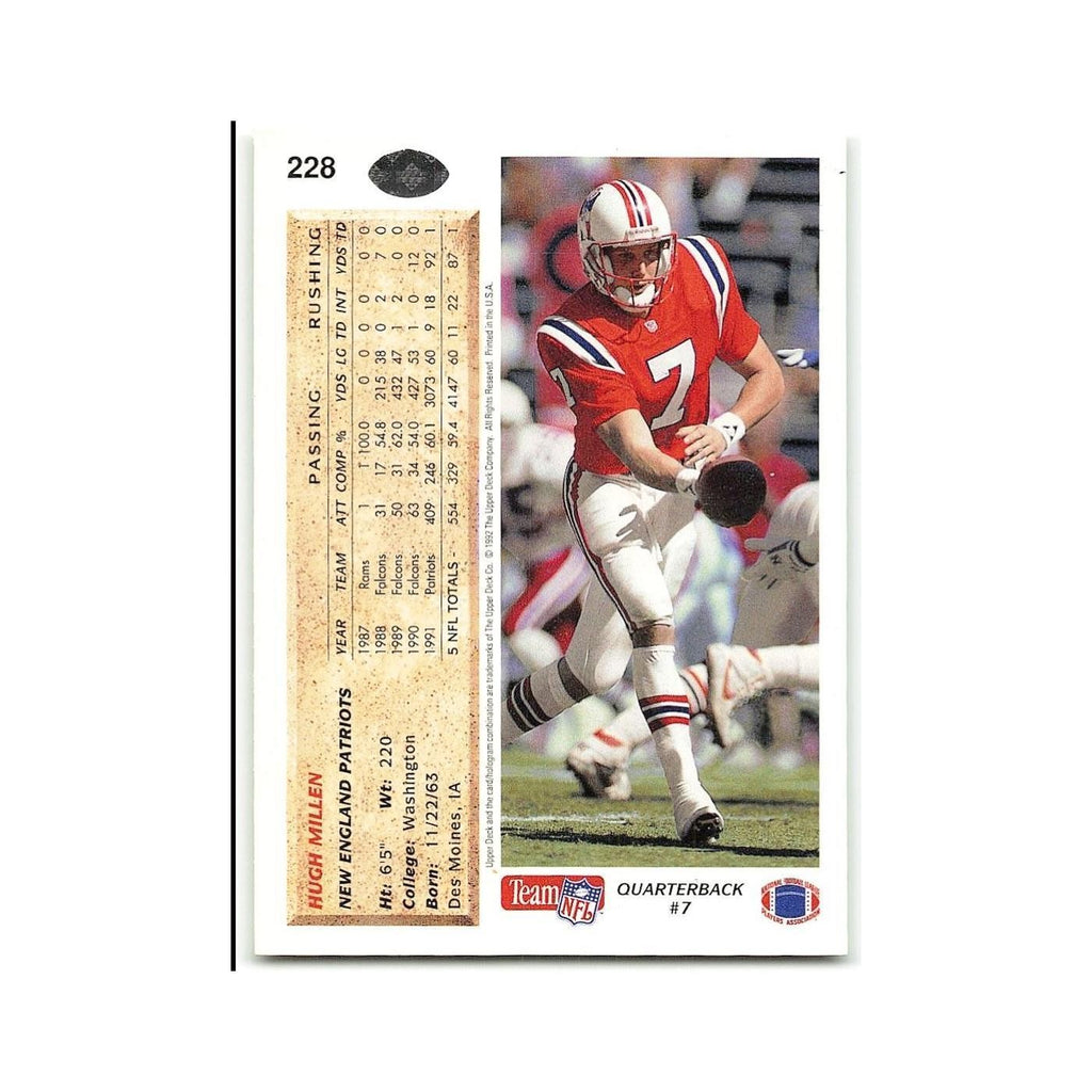 Hugh Millen 1992 Upper Deck #228 New England Patriots Football Card NM