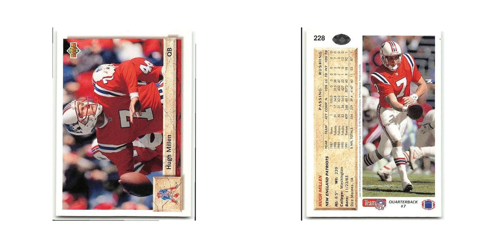 Hugh Millen 1992 Upper Deck #228 New England Patriots Football Card NM
