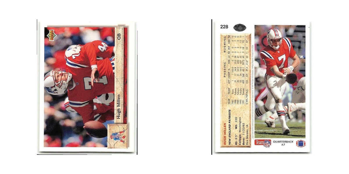 Hugh Millen 1992 Upper Deck #228 New England Patriots Football Card NM