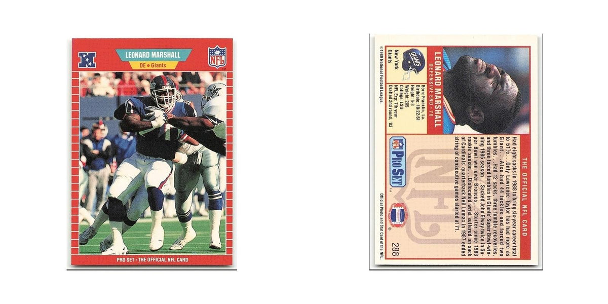 Leonard Marshall 1989 Pro Set #288 New York Giants Football Card NM
