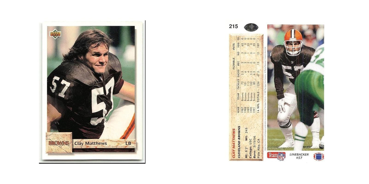 Clay Matthews 1992 Upper Deck #215 Cleveland Browns Football Card NM