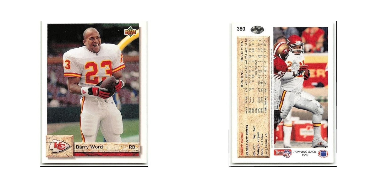 Barry Word 1992 Upper Deck #380 Kansas City Chiefs Football Card NM