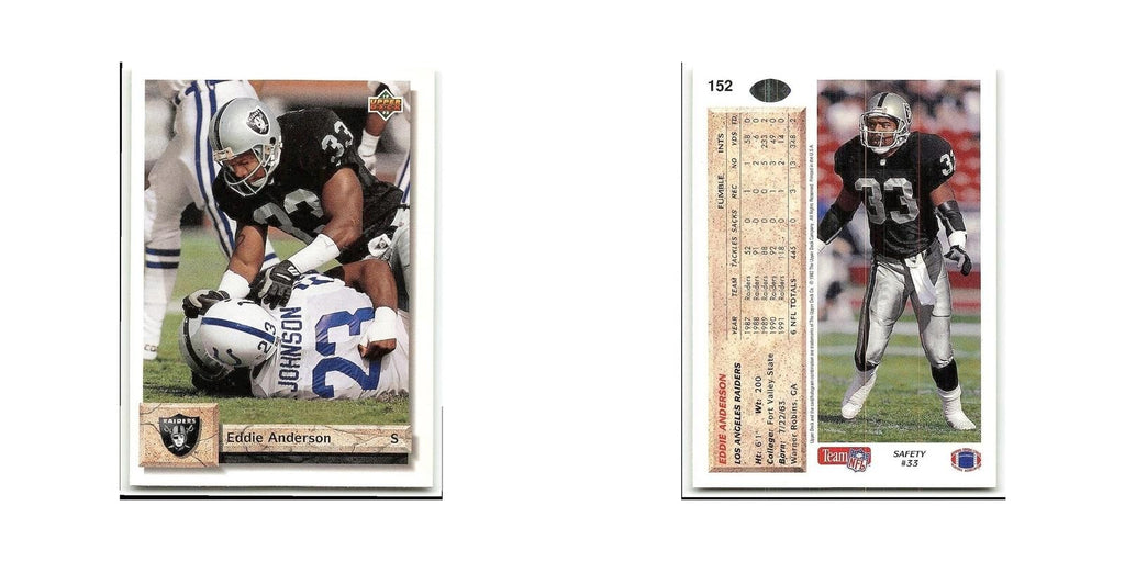 Eddie Anderson 1992 Upper Deck #152 Los Angeles Raiders Football Card NM