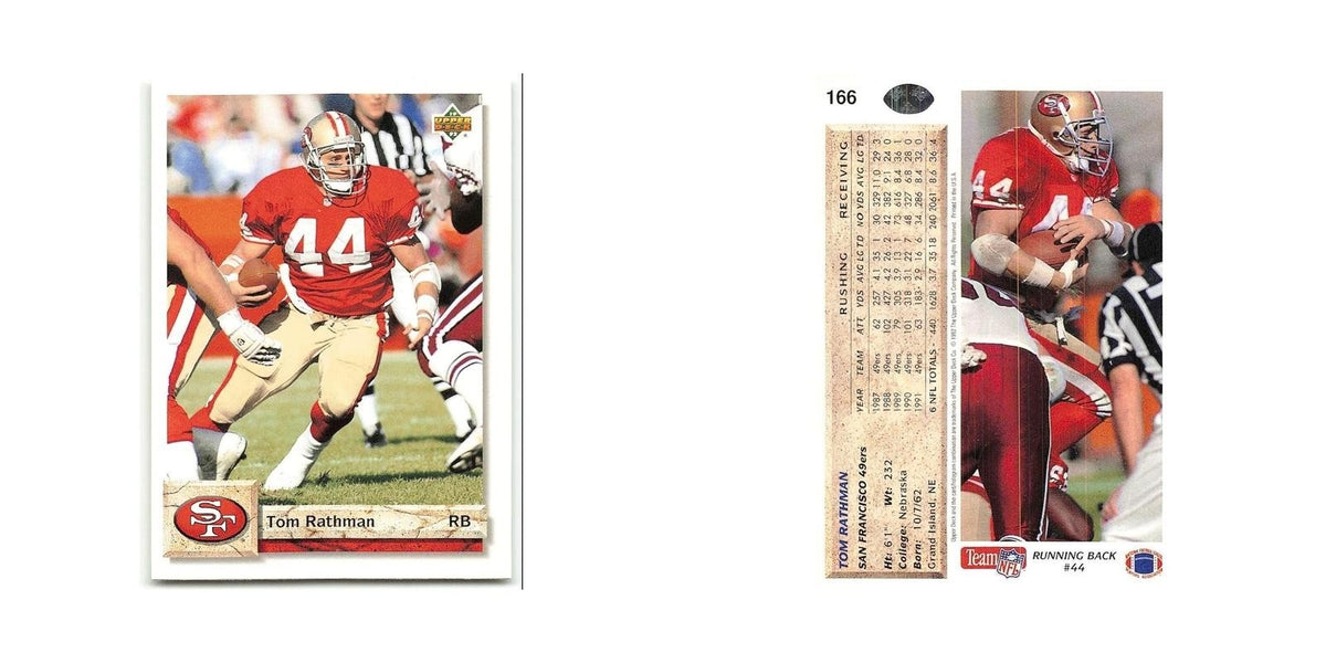 Tom Rathman 1992 Upper Deck #166 San Francisco 49ers Football Card NM