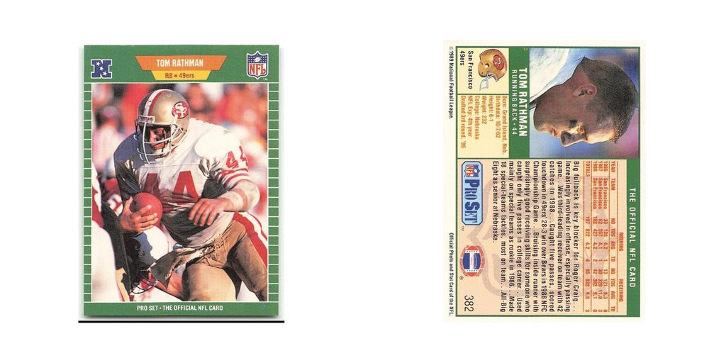 Tom Rathman 1989 Pro Set #382 San Francisco 49ers Football Card NM