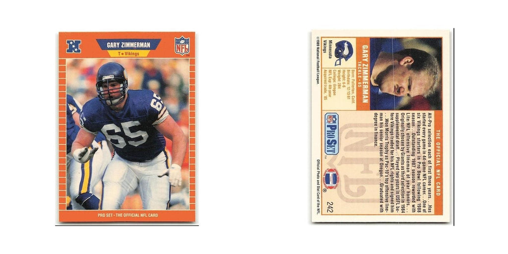 Gary Zimmerman 1989 Pro Set #242 Minnesota Vikings Football Card NM