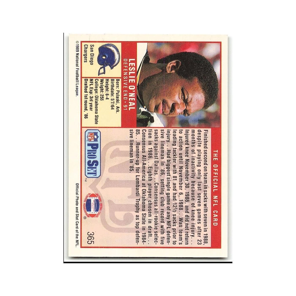 Leslie O'Neal 1989 Pro Set #365 San Diego Chargers Football Card NM