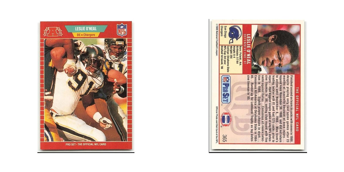 Leslie O'Neal 1989 Pro Set #365 San Diego Chargers Football Card NM