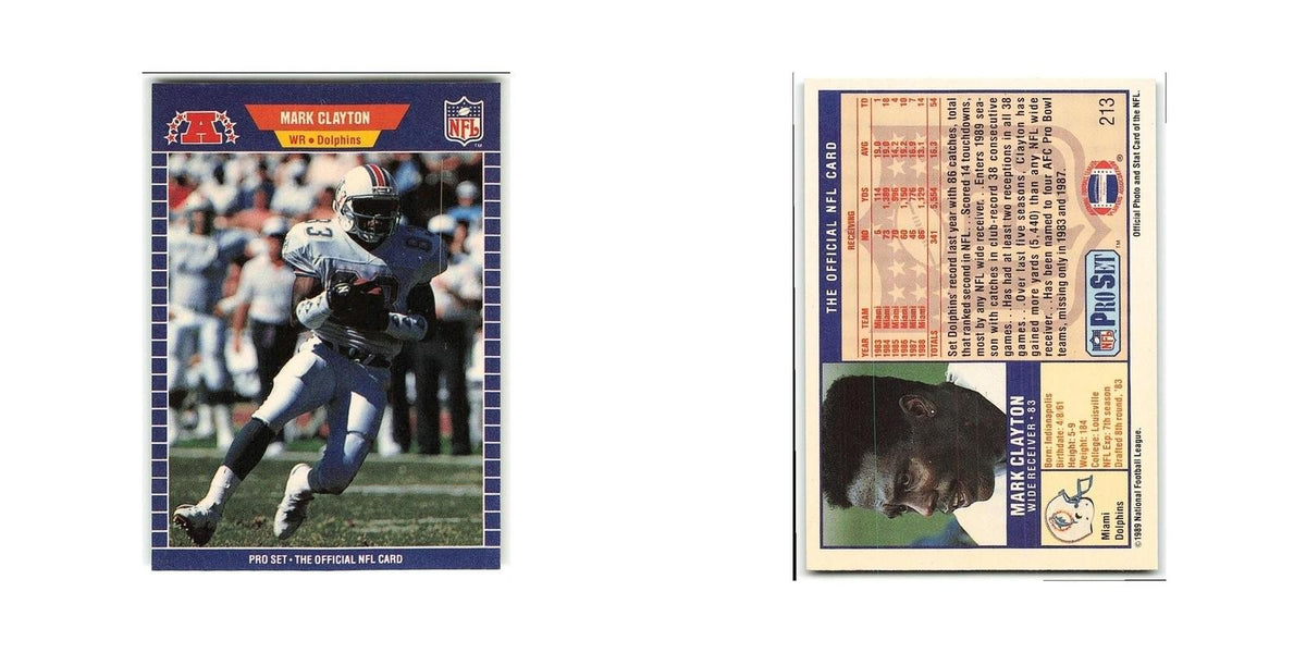 Mark Clayton 1989 Pro Set #213 Miami Dolphins Football Card NM