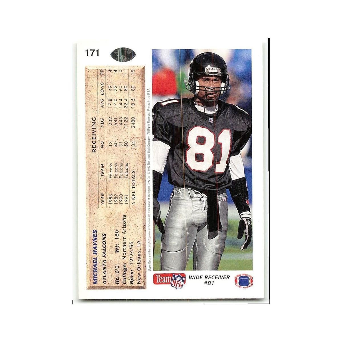 Michael Haynes 1992 Upper Deck #171 Atlanta Falcons Football Card NM