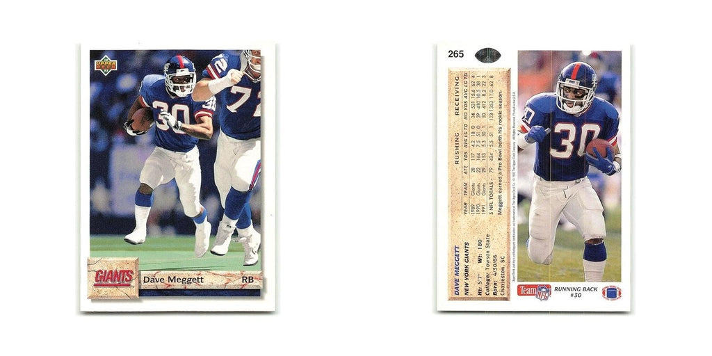 Dave Meggett 1992 Upper Deck #265 New York Giants Football Card NM