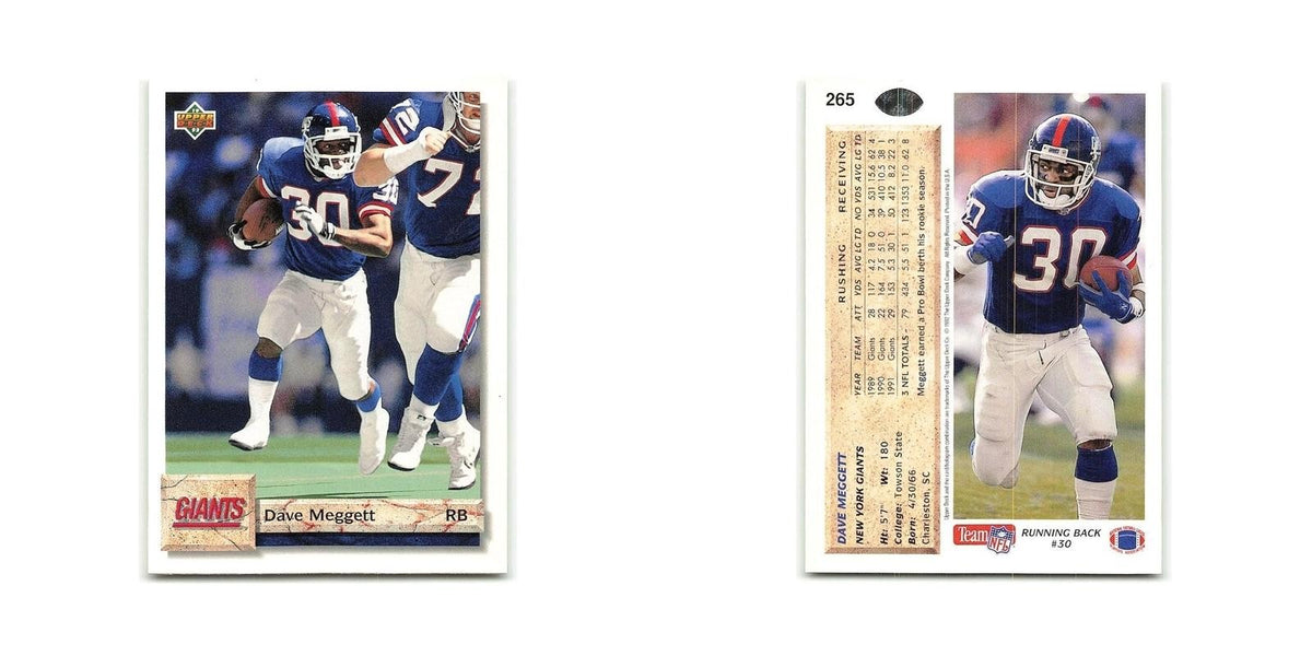 Dave Meggett 1992 Upper Deck #265 New York Giants Football Card NM