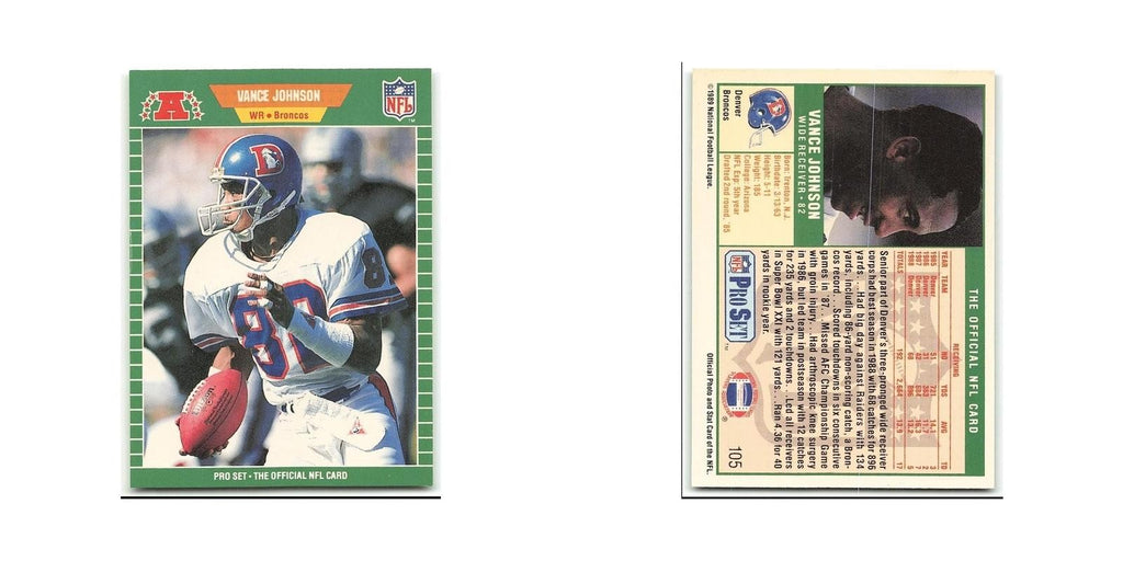 Vance Johnson 1989 Pro Set #105 Denver Broncos Football Card NM