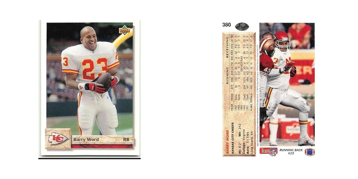 Barry Word 1992 Upper Deck #380 Kansas City Chiefs Football Card NM