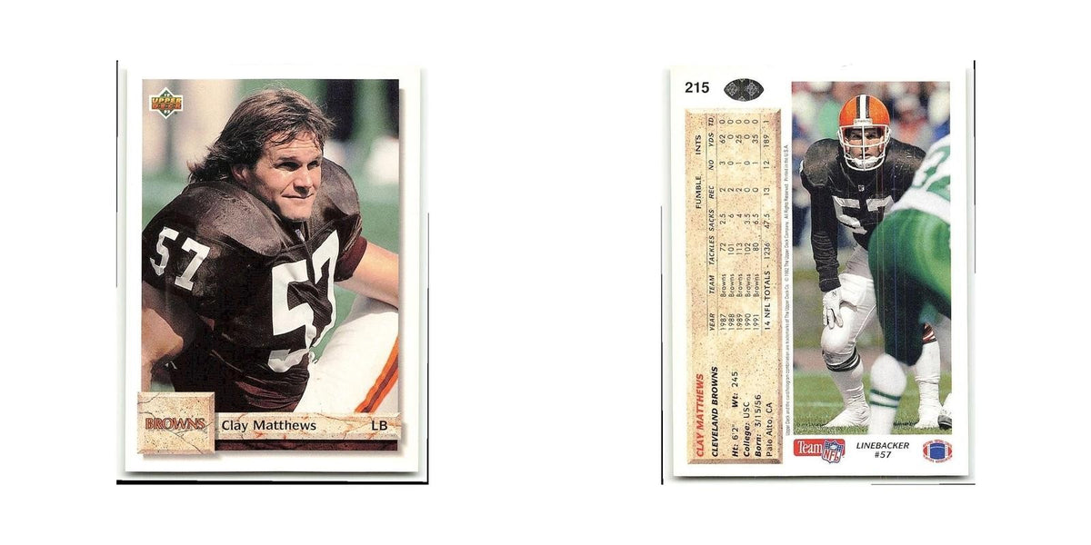Clay Matthews 1992 Upper Deck #215 Cleveland Browns Football Card NM