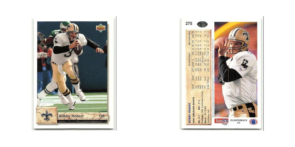 Bobby Hebert 1992 Upper Deck #275 New Orleans Saints Football Card NM