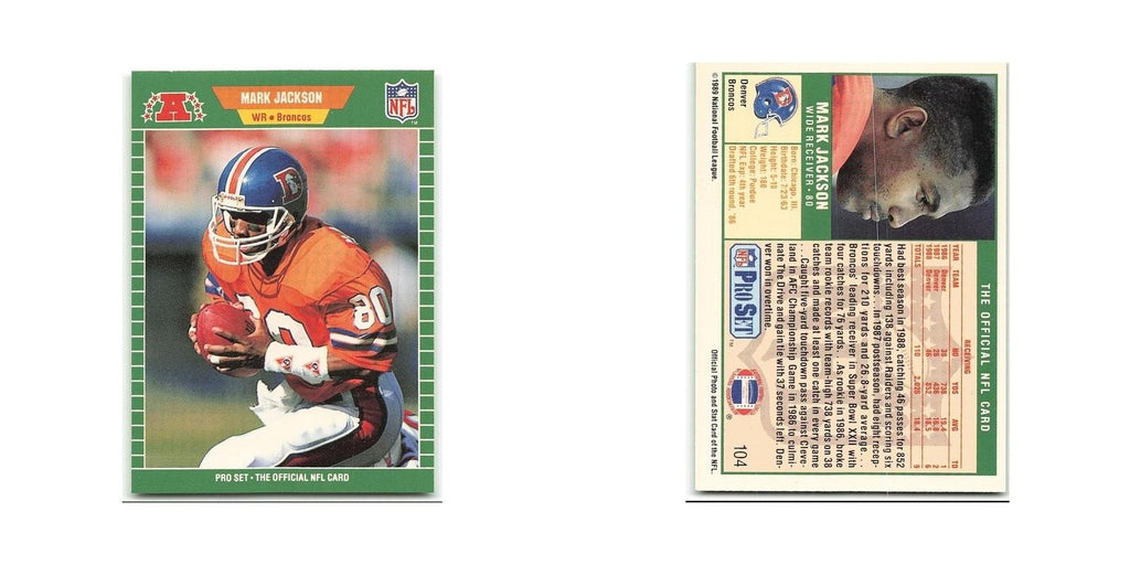 Mark Jackson 1989 Pro Set #104 Denver Broncos Football Card NM
