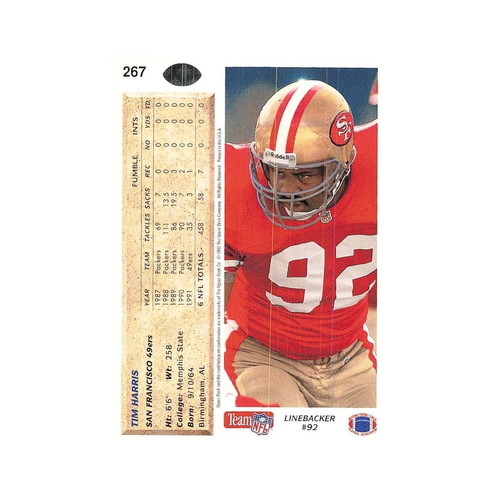 Tim Harris 1992 Upper Deck #267 San Francisco 49ers Football Card NM