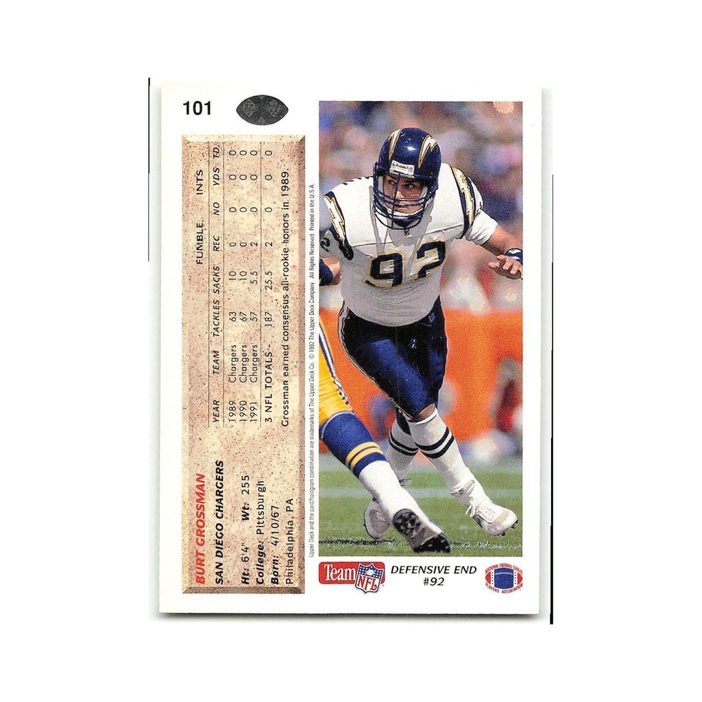 Burt Grossman 1992 Upper Deck #101 San Diego Chargers Football Card NM