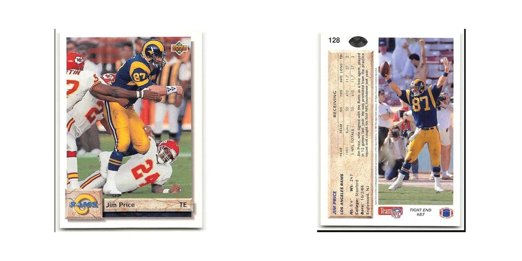 Jim Price 1992 Upper Deck #128 Los Angeles Rams Football Card NM