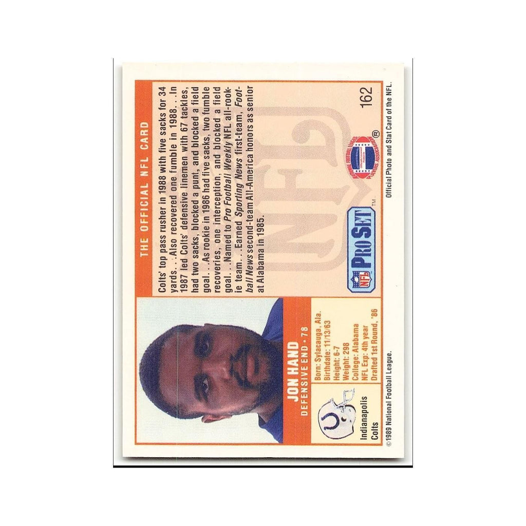 Jon Hand 1989 Pro Set #162 Indianapolis Colts Football Card NM