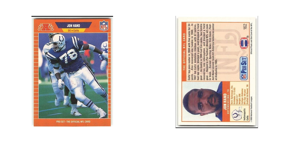 Jon Hand 1989 Pro Set #162 Indianapolis Colts Football Card NM