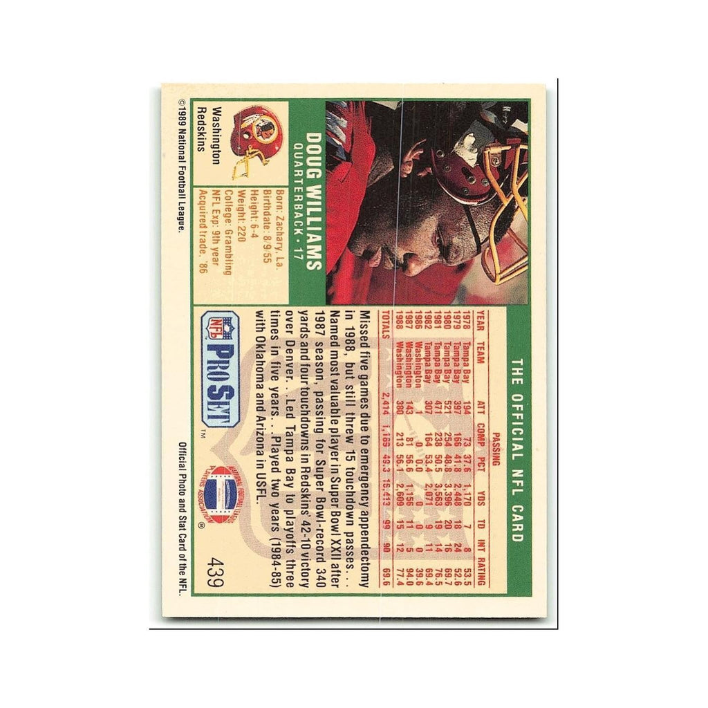 Doug Williams 1989 Pro Set #439 Washington Redskins Football Card NM