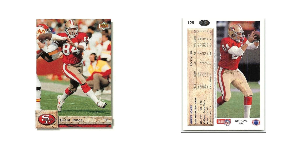 Brent Jones 1992 Upper Deck #126 San Francisco 49ers Football Card NM