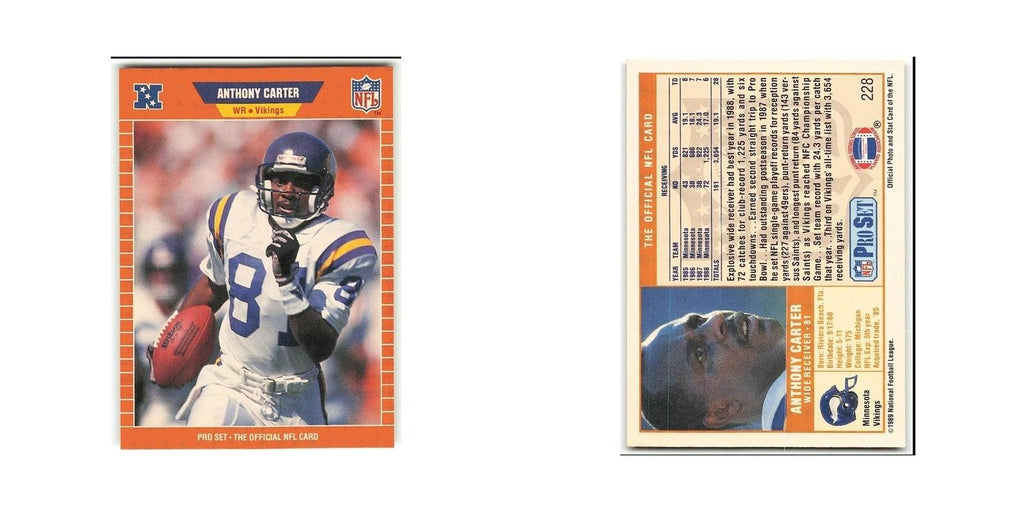 Anthony Carter 1989 Pro Set #228 Minnesota Vikings Football Card NM