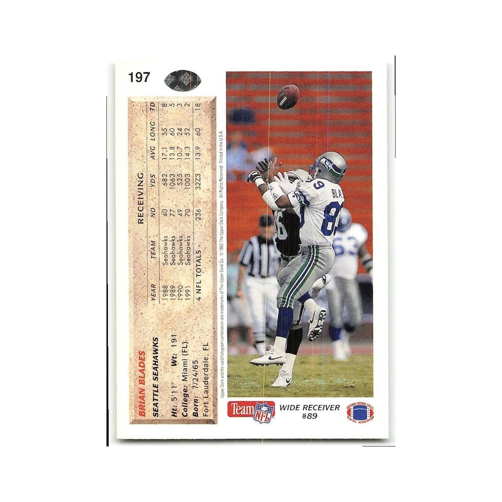 Brian Blades 1992 Upper Deck #197 Seattle Seahawks Football Card NM