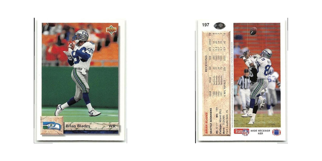 Brian Blades 1992 Upper Deck #197 Seattle Seahawks Football Card NM