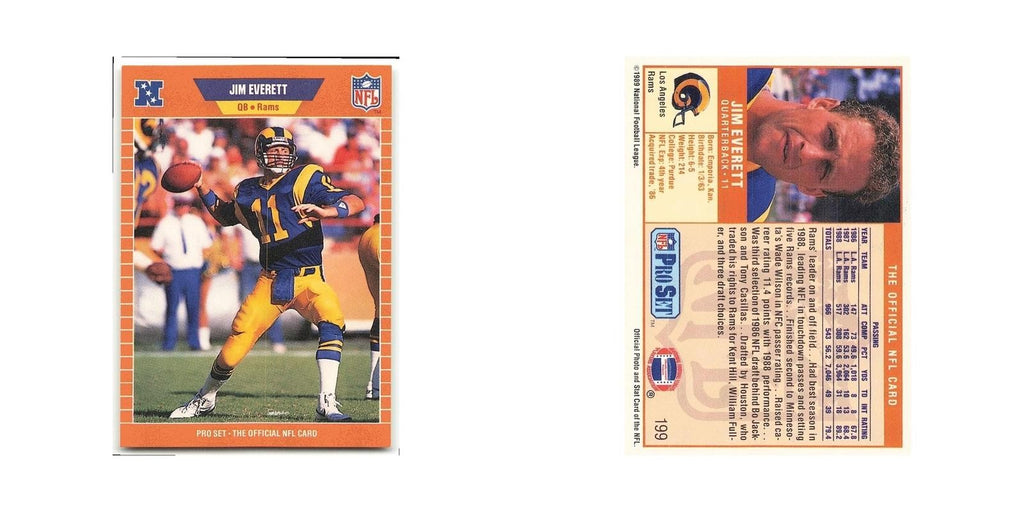 Jim Everett 1989 Pro Set #199 Los Angeles Rams Football Card NM