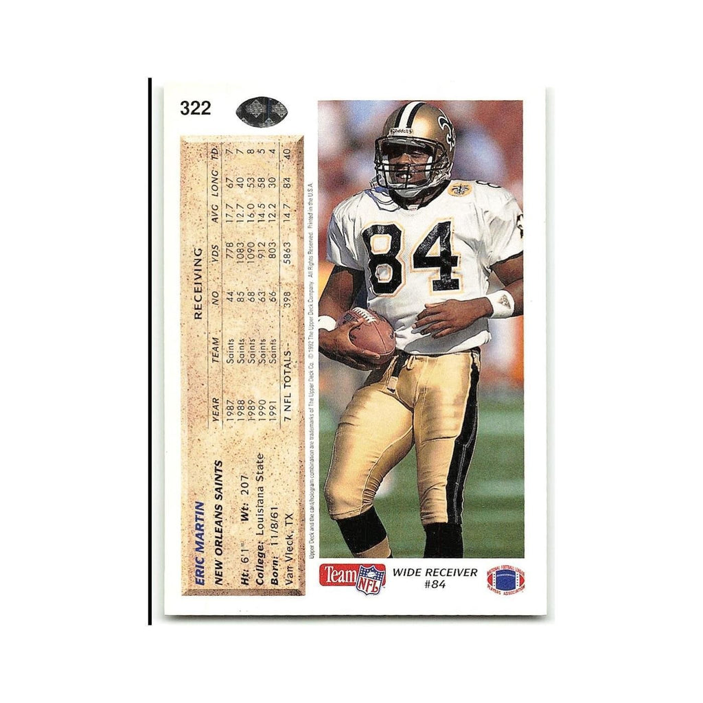 Eric Martin 1992 Upper Deck #322 New Orleans Saints Football Card NM