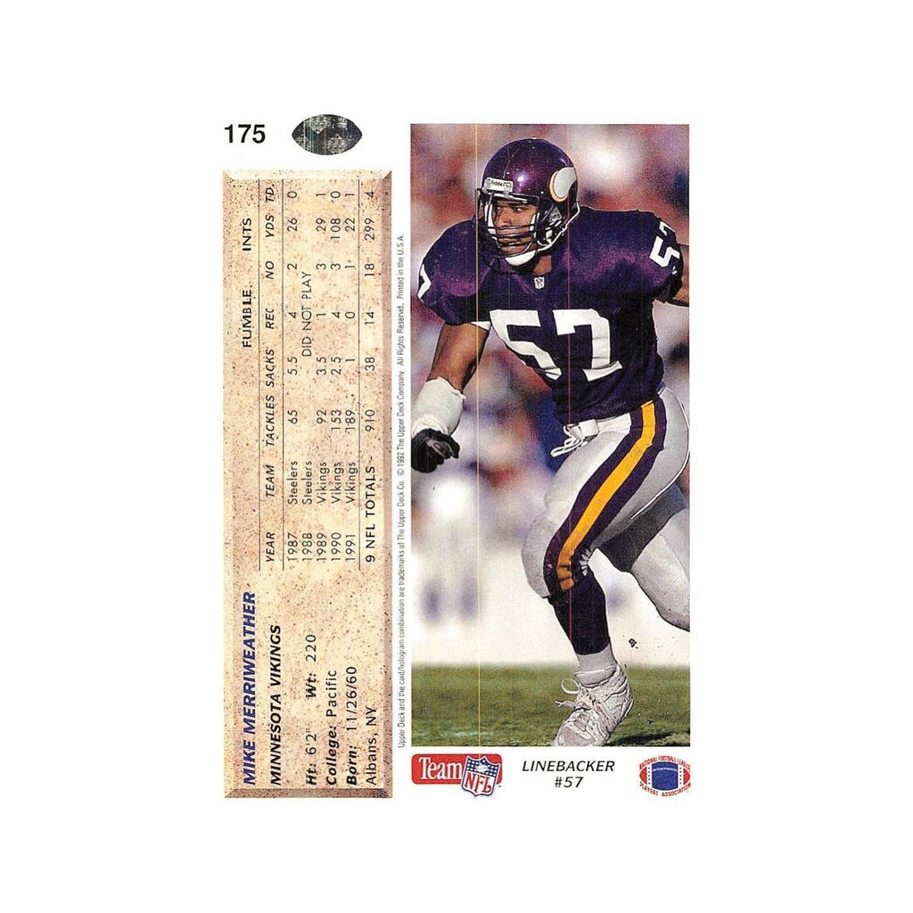 Mike Merriweather 1992 Upper Deck #175 Minnesota Vikings Football Card NM