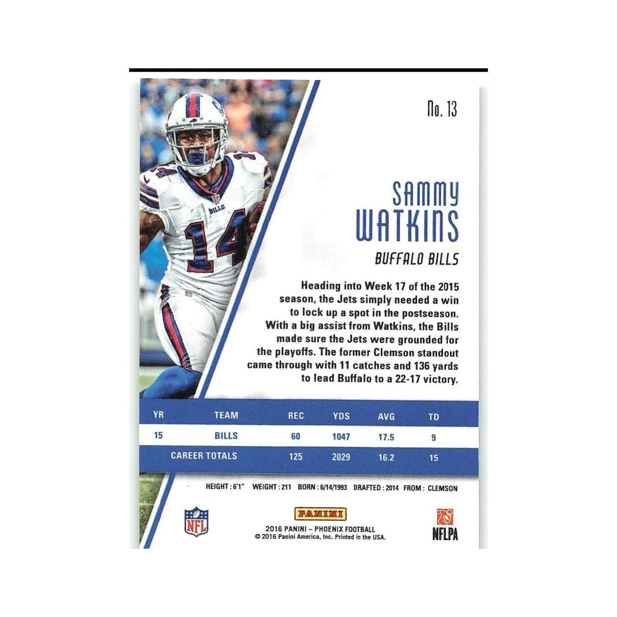 Sammy Watkins 2016 Panini Phoenix #13 Buffalo Bills Football Card NM