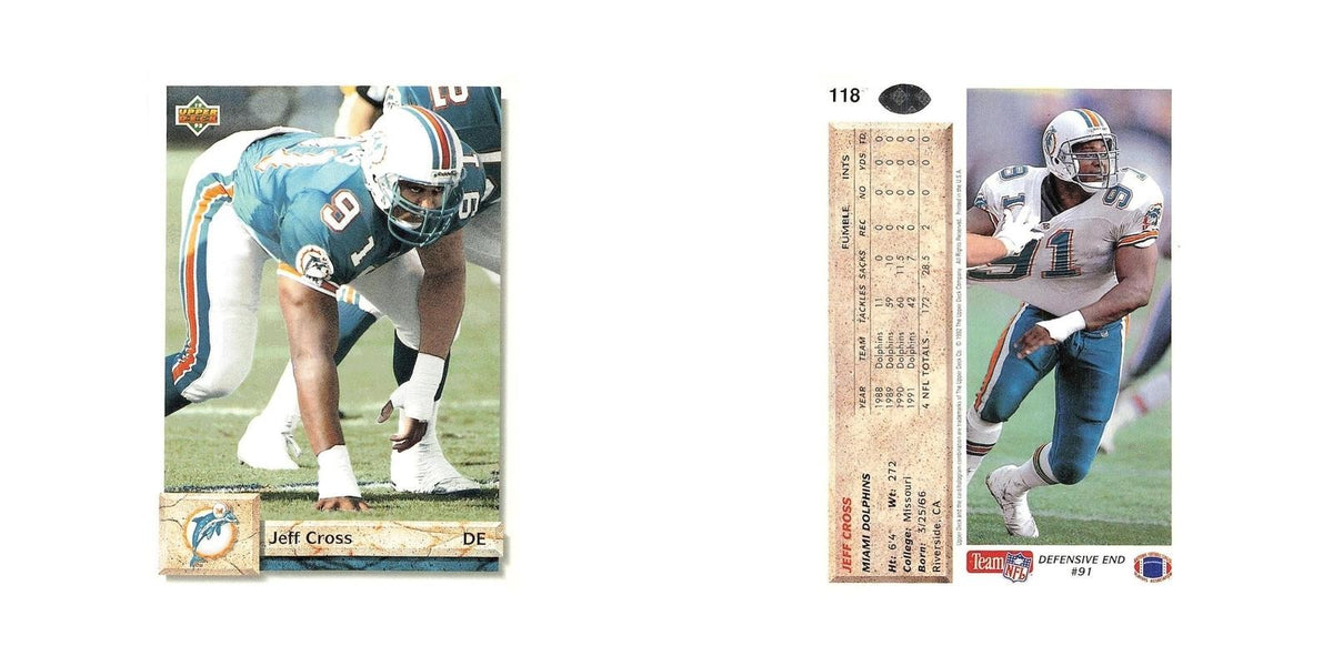 Jeff Cross 1992 Upper Deck #118 Miami Dolphins Football Card NM