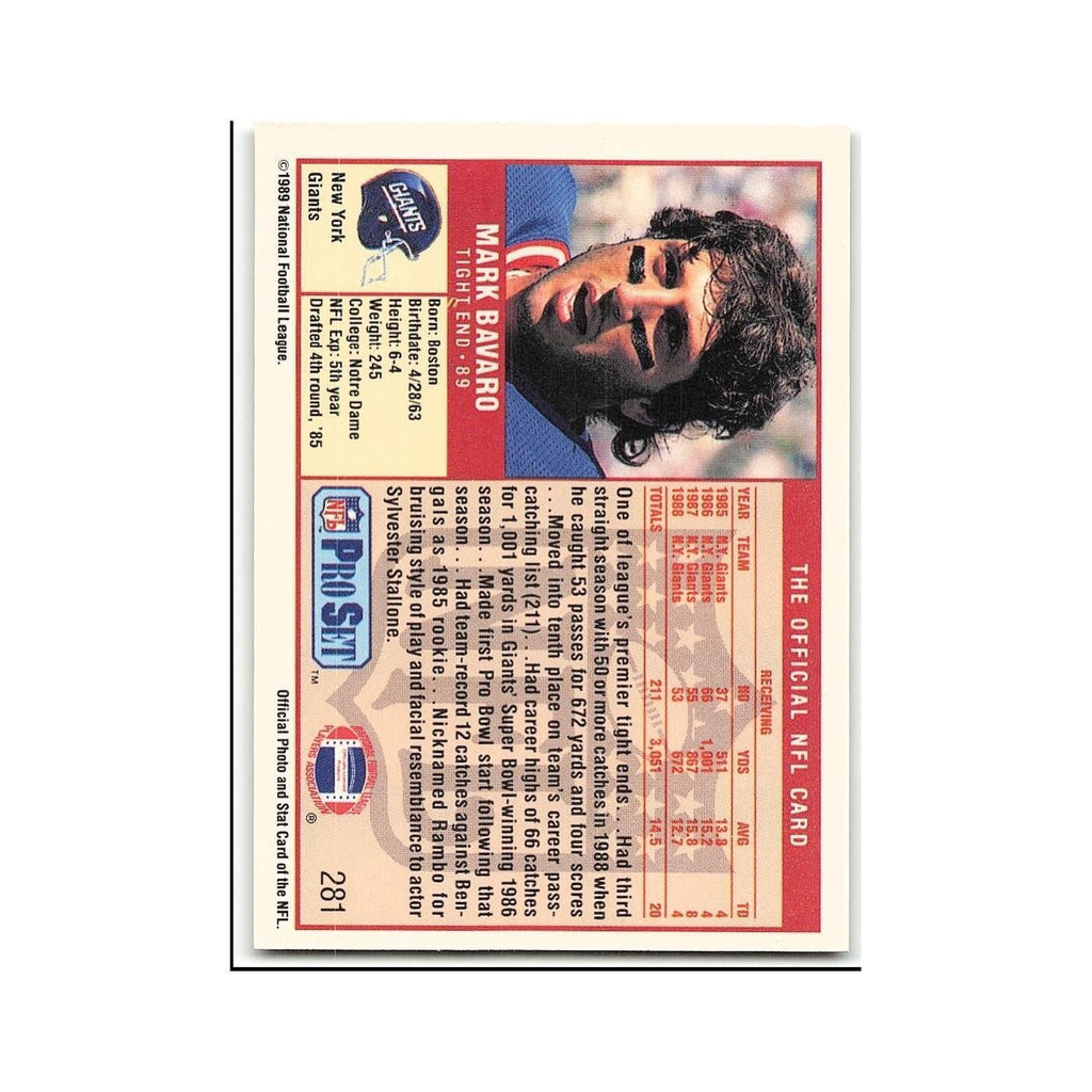 Mark Bavaro 1989 Pro Set #281 New York Giants Football Card NM
