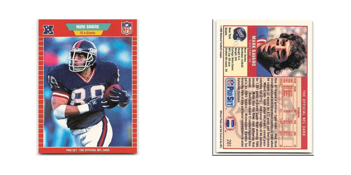 Mark Bavaro 1989 Pro Set #281 New York Giants Football Card NM