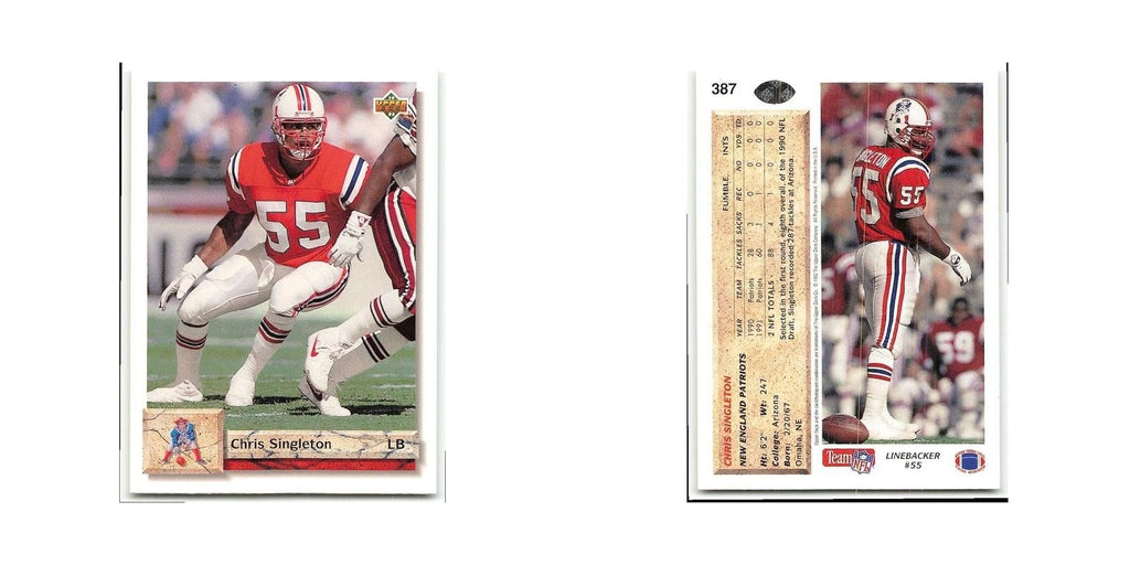 Chris Singleton 1992 Upper Deck #387 New England Patriots Football Card NM