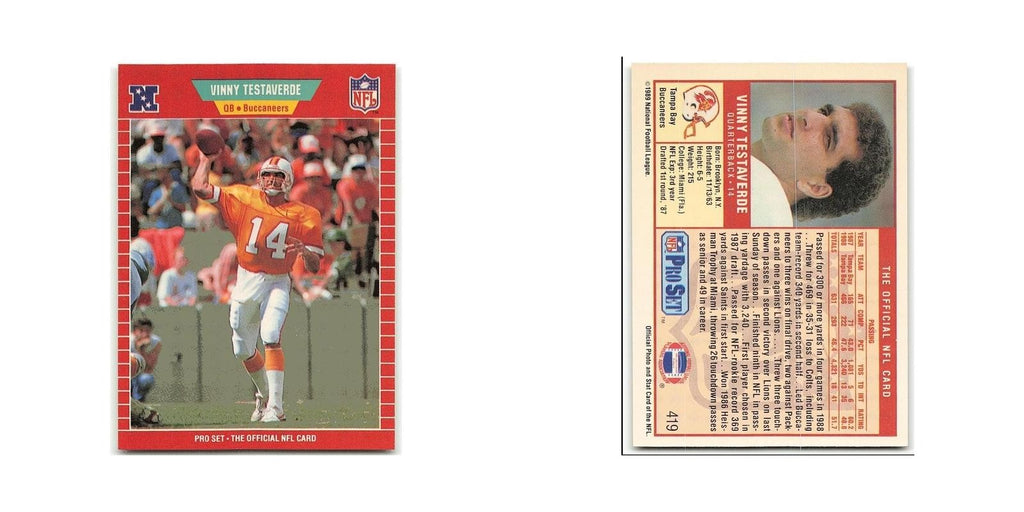 Vinny Testaverde 1989 Pro Set #419 Tampa Bay Buccaneers Football Card NM