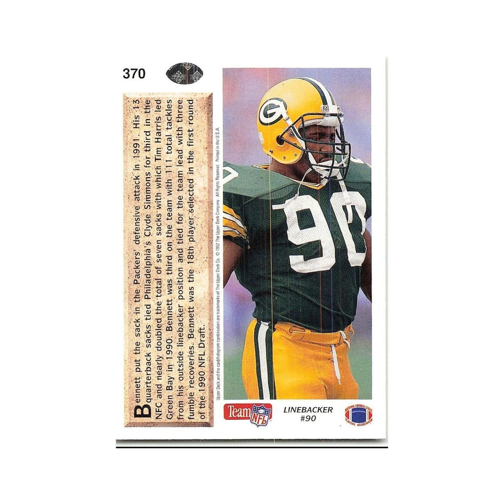 Tony Bennett 1992 Upper Deck #370 Green Bay Packers Football Card NM