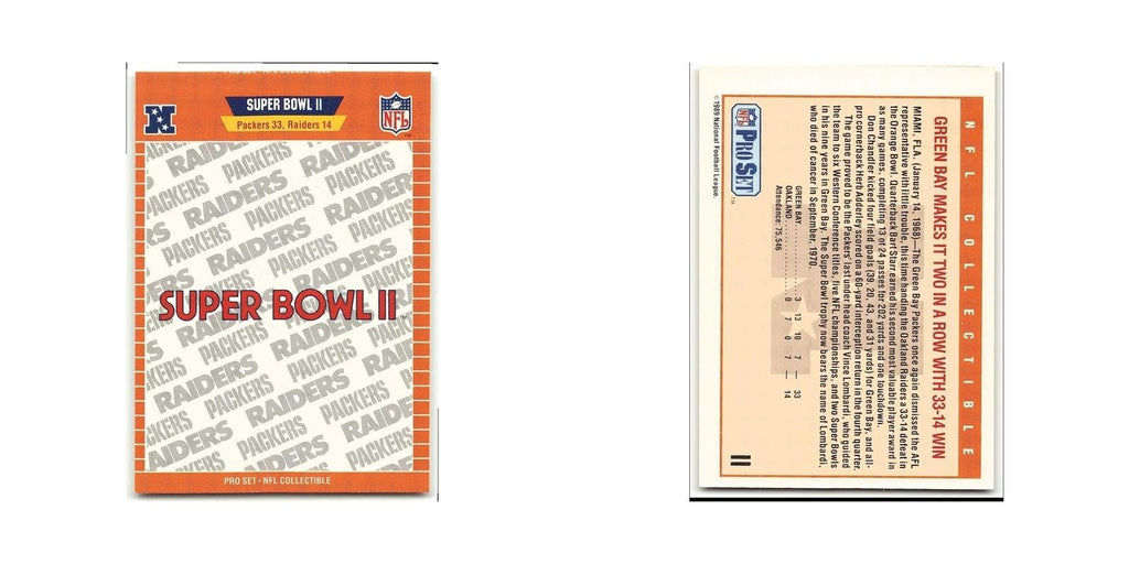 Super Bowl II 1989 Pro Set #II Green Bay Packers Football Card NM