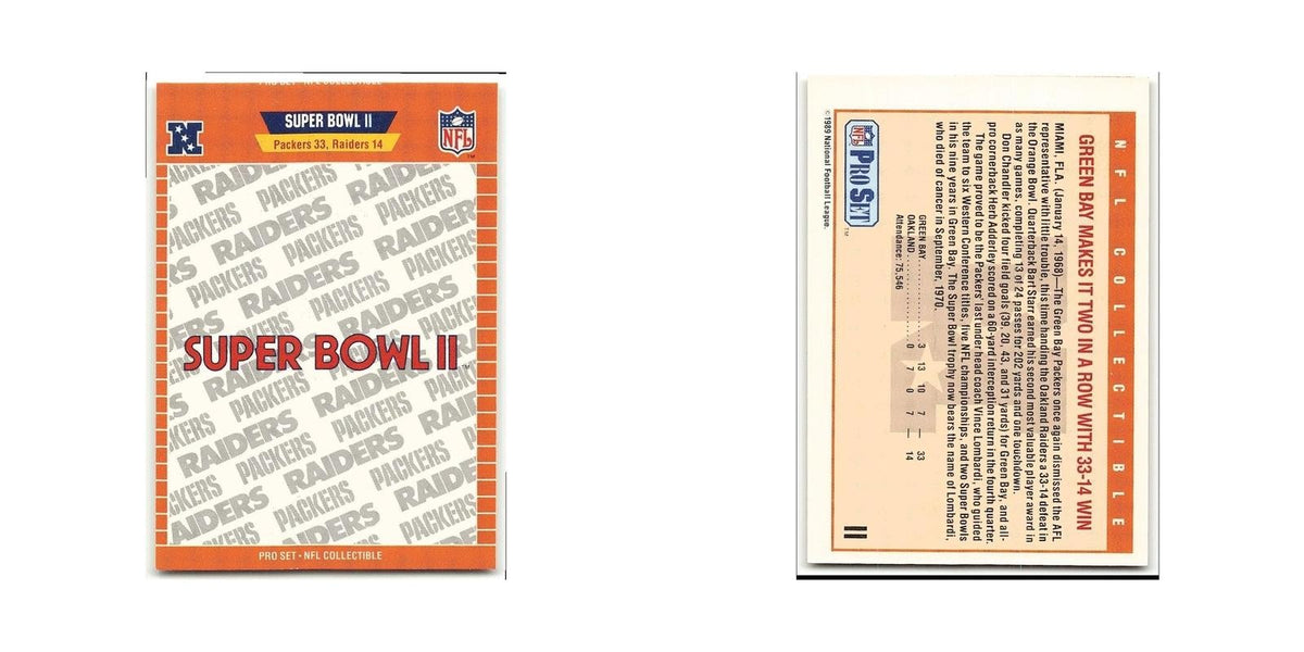 Super Bowl II 1989 Pro Set #II Green Bay Packers Football Card NM