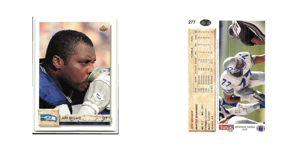 Jeff Bryant 1992 Upper Deck #277 Seattle Seahawks Football Card NM