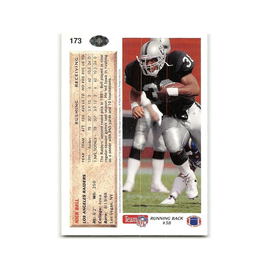 Nick Bell 1992 Upper Deck #173 Los Angeles Raiders Football Card NM
