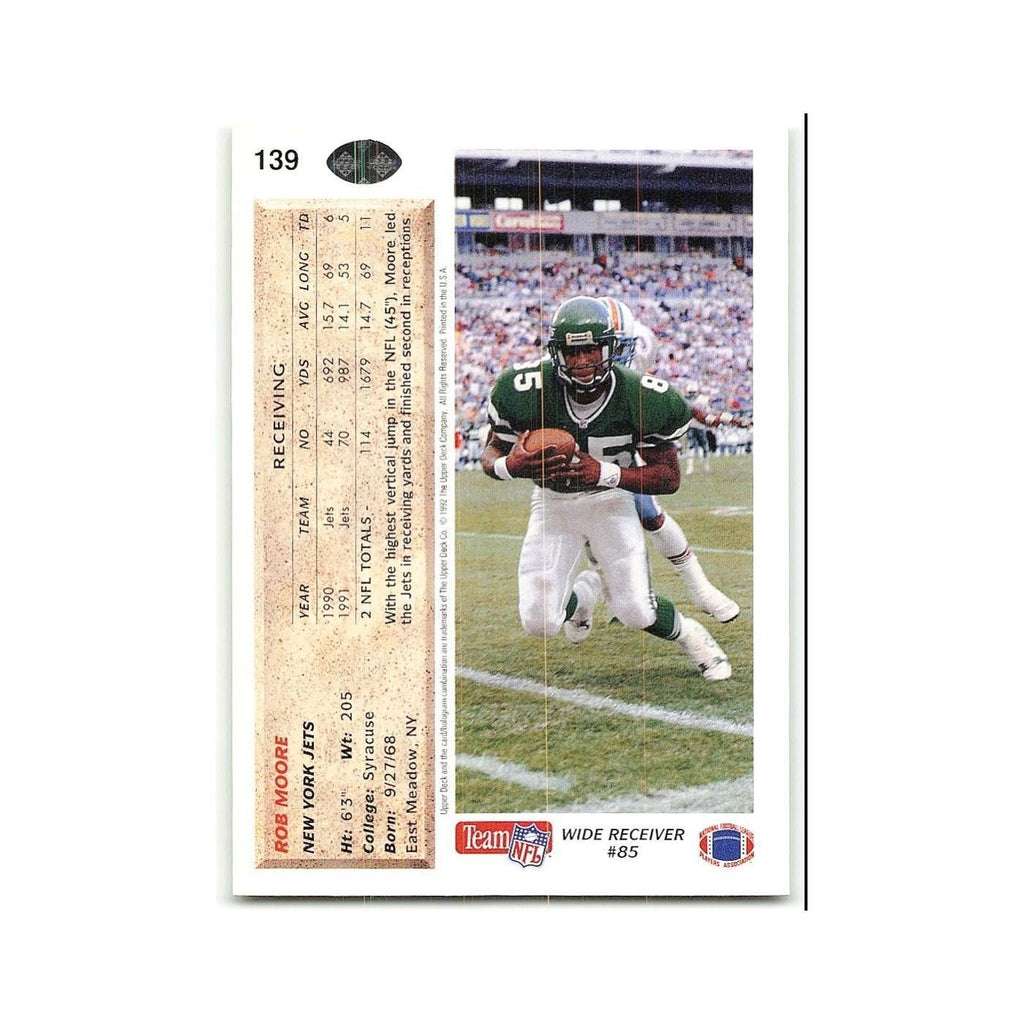 Rob Moore 1992 Upper Deck #139 New York Jets Football Card NM