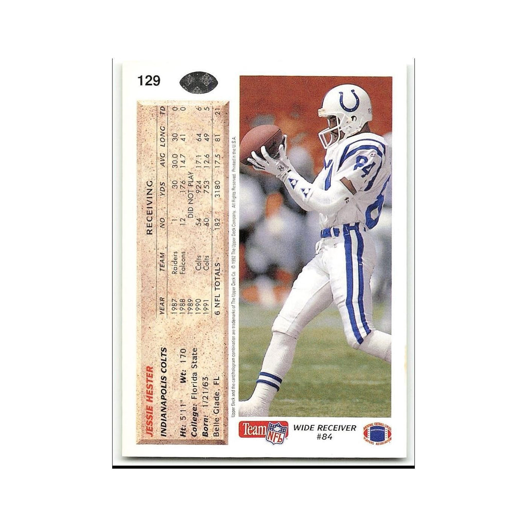 Jessie Hester 1992 Upper Deck #129 Indianapolis Colts Football Card NM